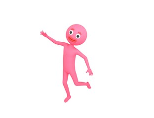 Pink Man character floating in the air in 3d rendering.