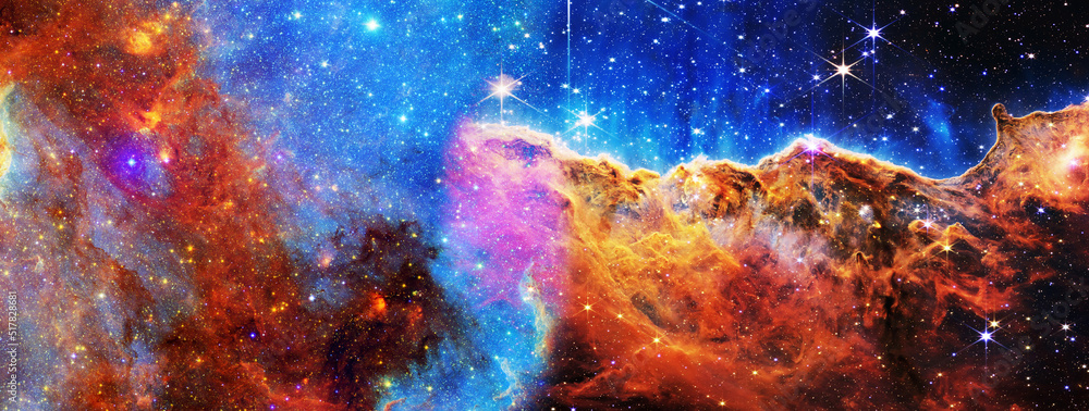 Wall mural galaxy and light. planets, stars and galaxies in outer space showing the beauty of space exploration
