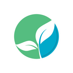 Green leaf illustration nature logo design