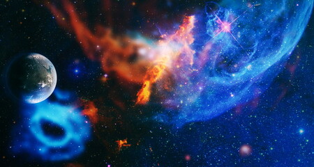 High quality space background. explosion supernova. Bright Star Nebula. Distant galaxy. Abstract...