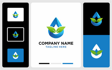 Modern leaf drop logo design