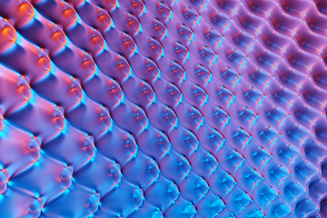 Fototapeta premium 3d illustration of geometric blue and pink wave surface. Pattern of simple geometric shapes