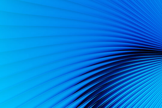 3D illustration  blue stripes in the form of wave waves, futuristic background.
