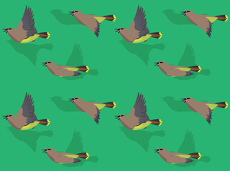 Cedar Waxwing Flying Seamless Wallpaper Background