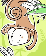Obraz premium cute monkey animal illustration for children handmade for printing