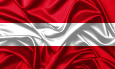Austria waving flag close up satin texture silk background