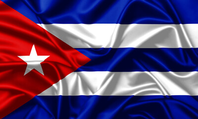 Cuba waving flag close up silk texture background