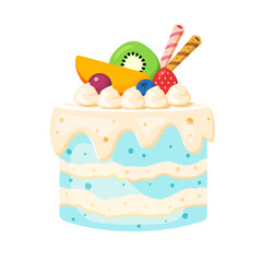 Tropical cake with many kinds of fruit