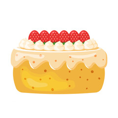 A  sponge cream cake with plenty of strawberries