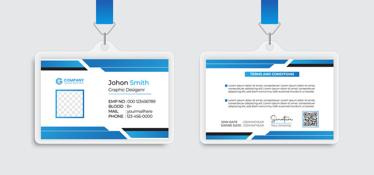 Modern Identity Employee Abstract professional corporate office Id card design Simple and Clean ID Card Design Template