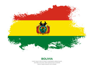 Vintage grunge style Bolivia flag with brush stroke effect vector illustration on solid background