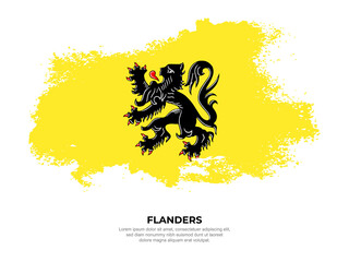 Vintage grunge style Flanders flag with brush stroke effect vector illustration on solid background