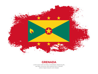 Vintage grunge style Grenada flag with brush stroke effect vector illustration on solid background