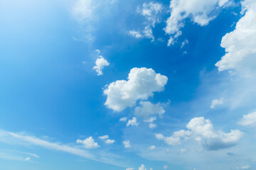 beautiful airatmosphere bright blue sky background abstract clear texture with white clouds.