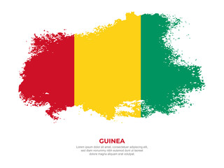 Vintage grunge style Guinea flag with brush stroke effect vector illustration on solid background
