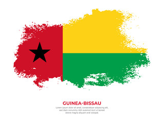 Vintage grunge style Guinea-Bissau flag with brush stroke effect vector illustration on solid background