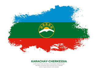 Vintage grunge style Karachay-Cherkessia flag with brush stroke effect vector illustration on solid background