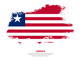 Vintage grunge style Liberia flag with brush stroke effect vector illustration on solid background