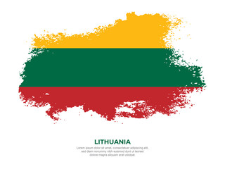 Vintage grunge style Lithuania flag with brush stroke effect vector illustration on solid background