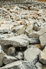 Wreckage of rocks  after building collapsed at construction site