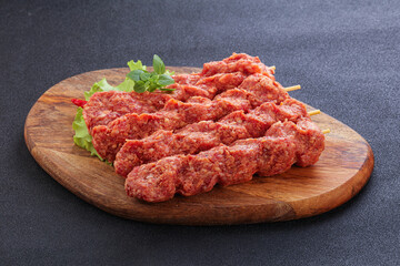 Raw beef kebab minced meat