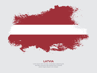Vintage grunge style Latvia flag with brush stroke effect vector illustration on solid background