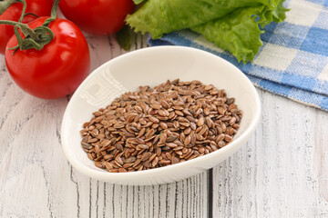 Dry Raw flax seed in the bowl