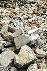 Wreckage of rocks  after building collapsed at construction site