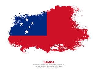 Vintage grunge style Samoa flag with brush stroke effect vector illustration on solid background
