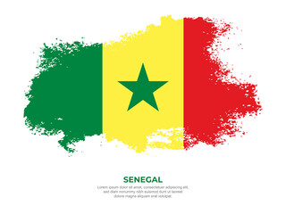 Vintage grunge style Senegal flag with brush stroke effect vector illustration on solid background