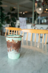 ice chocolate mint milkshake glass