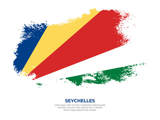 Vintage grunge style Seychelles flag with brush stroke effect vector illustration on solid background