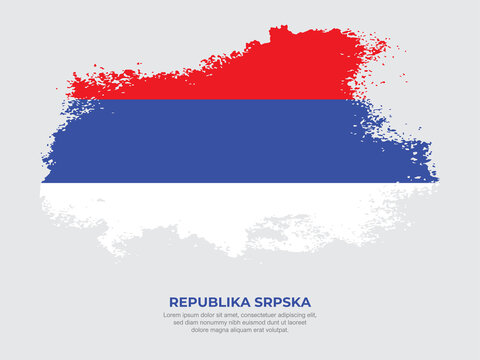 Vintage grunge style Republika Srpska flag with brush stroke effect vector illustration on solid background