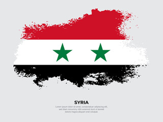 Vintage grunge style Syria flag with brush stroke effect vector illustration on solid background