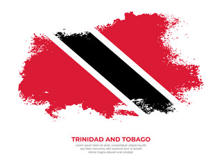 Vintage grunge style Trinidad and Tobago flag with brush stroke effect vector illustration on solid background