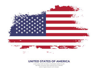 Vintage grunge style United States of America flag with brush stroke effect vector illustration on solid background
