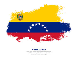 Vintage grunge style Venezuela flag with brush stroke effect vector illustration on solid background