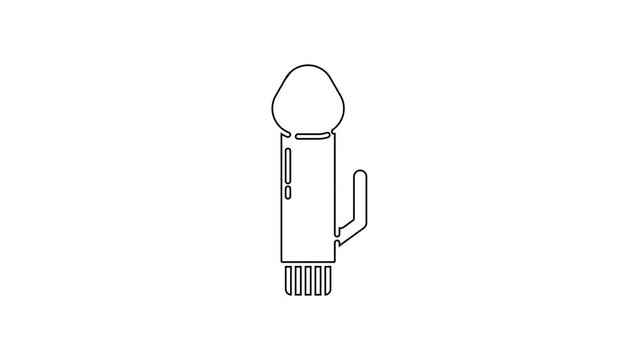 Black line Dildo vibrator for sex games icon isolated on white background. Sex toy for adult. Vaginal exercise machines for intimate. 4K Video motion graphic animation