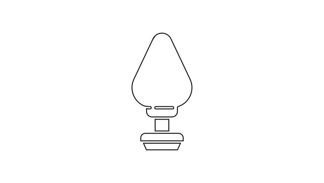 Black line Anal plug icon isolated on white background. Butt plug sign. Fetish accessory. Sex toy for men and woman. 4K Video motion graphic animation