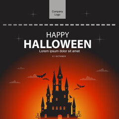 Elegant Happy Halloween greetings with black castle
