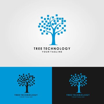 Digital Tree Logo, Brain And Tree Design Concept For Education Learning And Technology Business Company.