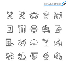Restaurant line icons. Editable stroke. Pixel perfect.