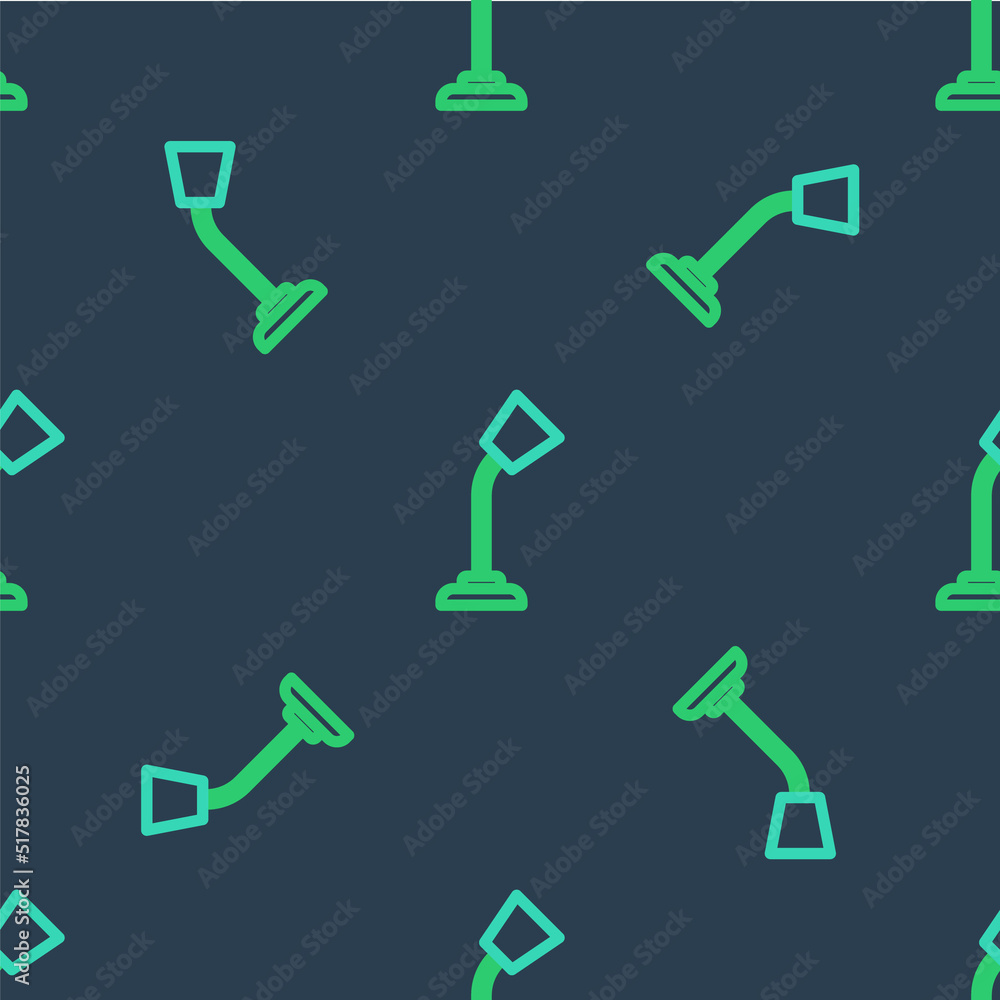 Poster line table lamp icon isolated seamless pattern on blue background. vector