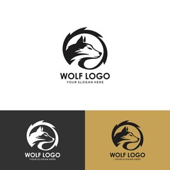 Abstract Wolf logo design template. Simple flat style.