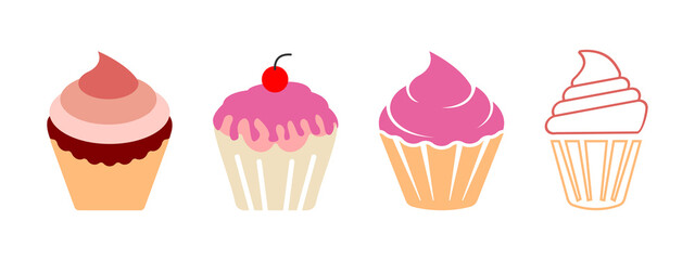 Cupcake icon set design template vector illustration