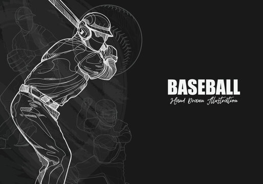 baseball player vector illustration on chalkboard. sport background design. baseball wallpaper