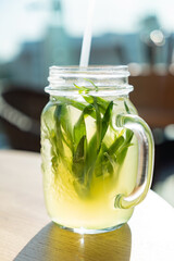 lemonade with tarragon and lemon
