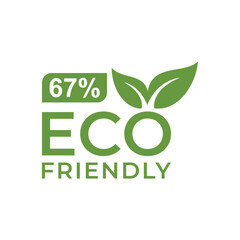 67% eco friendly stamp icons or label sticker Vector illustration with Green organic plant leaf