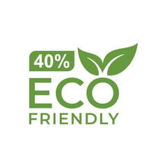 Fototapeta premium 40% eco friendly stamp icons or label sticker Vector illustration with Green organic plant leaf