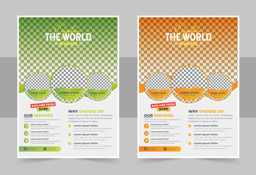 Vacation travel brochure flyer design template. Summer brochure template design